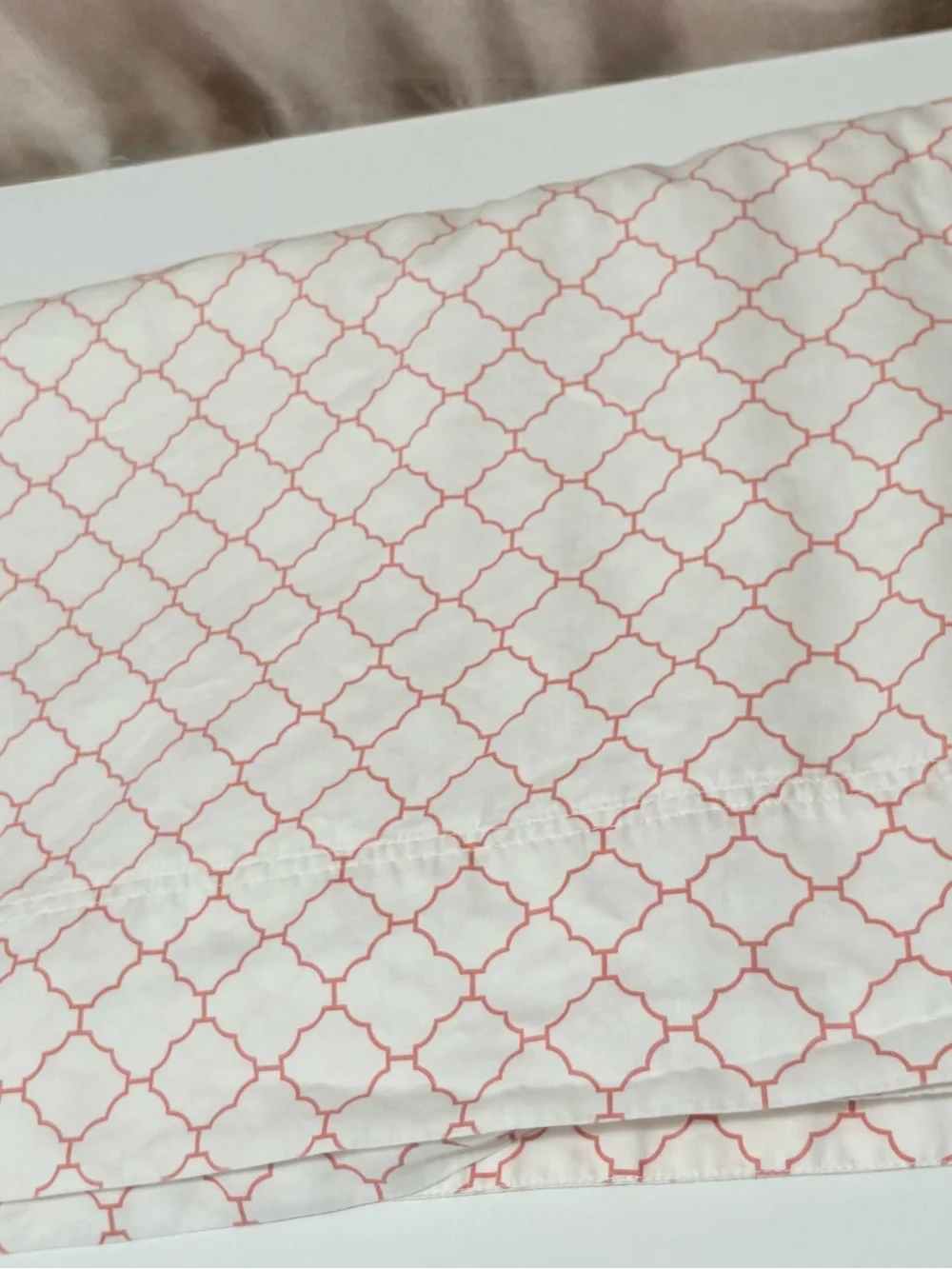 Charter Club White Duvet Cover Set with Coral Geometric Trellis